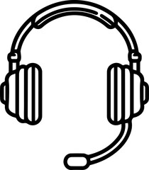 Black Line Art Headsets Electronic Device Art Hand Drawn Illustration