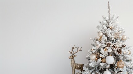 Festive Christmas Tree with Deer Ornament