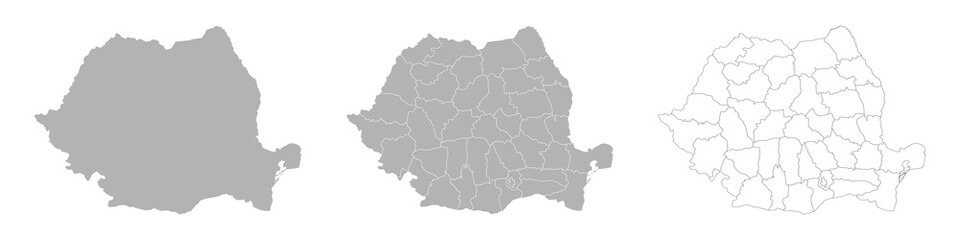 Set of ROMANIA Maps with Main Map and Regional maps