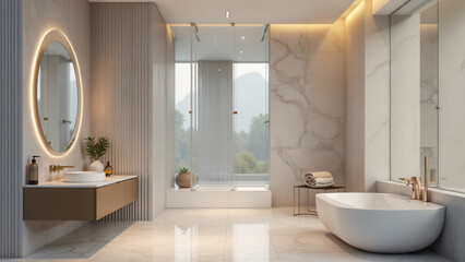 Stylish Bathroom Showcasing an Impressive Tower Feature for Luxurious Bathing Experiences