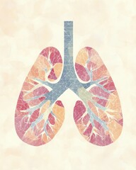 Mindful breathing: geometric lungs design for health and wellness graphics