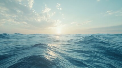 Fototapeta premium Tranquil ocean waves at sunrise in serene light