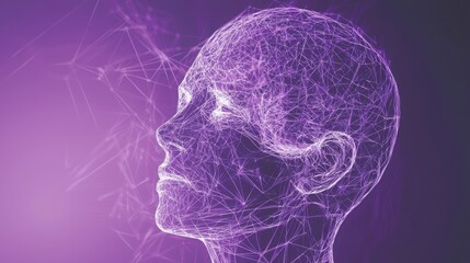 Obraz premium Robot consciousness: abstract geometric brain with digital network