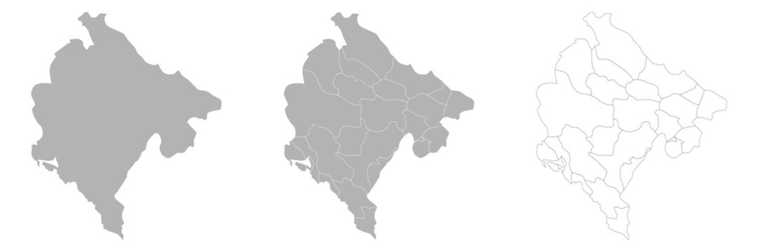 Set of MONTENEGRO Maps with Main Map and Regional maps