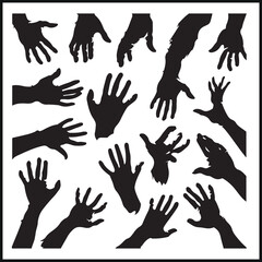 Obraz premium Hands Reaching out set silhouette, zombies and ghosts hands