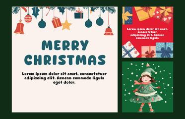 Fototapeta premium christmas greeting card set social media template vector banner promotion