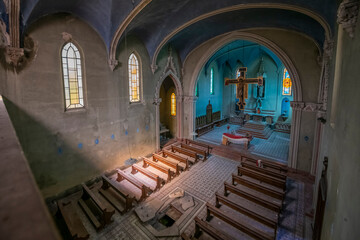 Forgotten Building in Northern Italy The Old Abandoned Seminary with a Blue Chapel