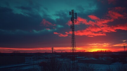 Naklejka premium Telecom tower in the background of the sky