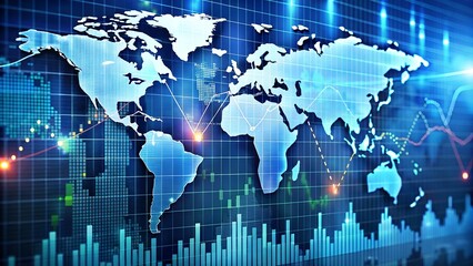 Trading background displaying world stock indices, visualizing global market data.