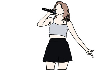 Illustration vector of Kpop fashion stage. idols of Koreans performing. K-pop female fashion idol. female singer who is singing wearing beautiful clothes