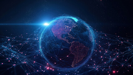 Obraz premium Elegant map grid design showcasing global connections across the planet Earth