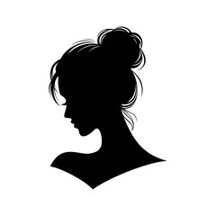 Beauty woman head logo design vector illustration template. Trendy girl portraits emblem. Hand drawn of female face