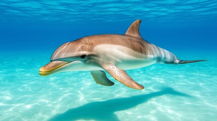 Fototapeta premium dolphin in blue water,generated ai
