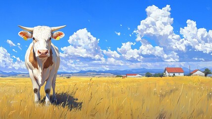 cow in the field,generated ai