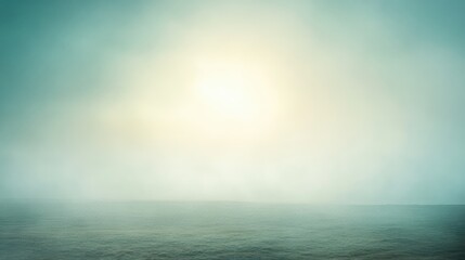 Obraz premium A dense hazy sky with light fog obscuring the horizon, creating an ethereal, otherworldly landscape bathed in diffused sunlight