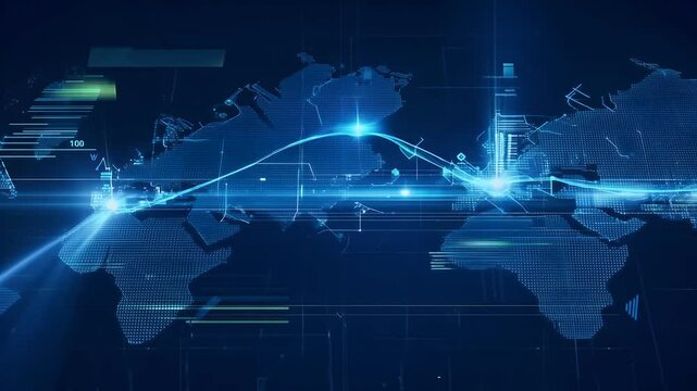 Perfect Technology Communication video in 4k Blue Seamless Loop Alpha Channel network computer global cyberspace connection earth business globe