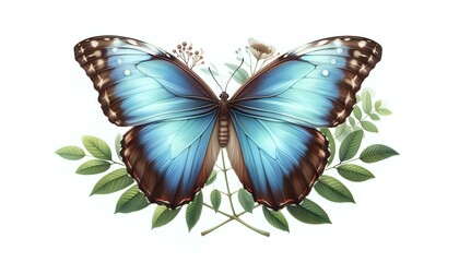Striking Blue Butterfly with Intricate Wing Patterns
