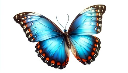Fototapeta premium Striking Blue Butterfly with Intricate Wing Patterns 