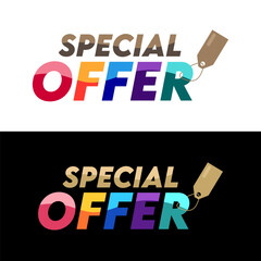 Colourful letter style Special Offer with discount label icon vector image template