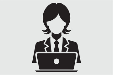 Silhouette of a person sitting behind a laptop.