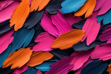 Obraz premium A colorful painting of feathers with a mix of pink, blue, and purple colors