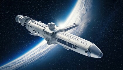 Modern Spacecraft with Polaris in the Background- A sleek spacecraft, traveling through deep