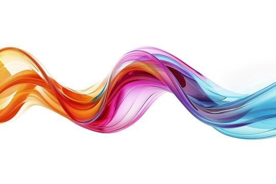 Flowing colorful 3D wave in vibrant rainbow shades isolated on transparent background