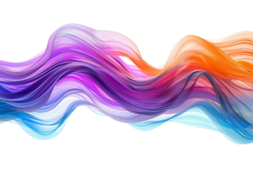 Striking colorful 3D wave in futuristic fluid shapes isolated on transparent background