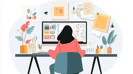 Graphic designer working at a computer