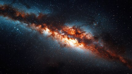 Fototapeta premium Celestial Dance, a breathtaking view of the stars and the Milky Way gracefully traversing the vast expanse of the night sky, evoking wonder and tranquility.