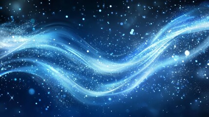 Fototapeta premium Ethereal Blue Waves with Sparkling Particles