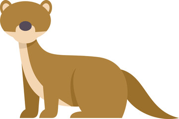 Simple cartoon style icon of a brown river otter sitting and looking up, isolated on white background