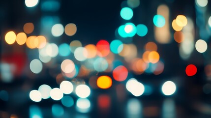 Fototapeta premium Blurry Night City Lights with Bokeh Effect