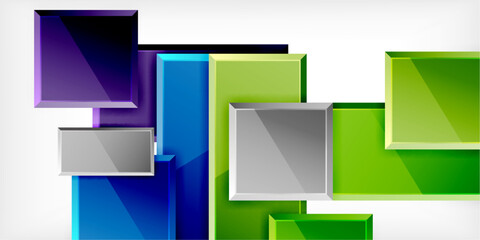 Fototapeta premium Glass toy style square shapes abstract design. Vector Illustration For Wallpaper, Banner, Background, Card, Book Illustration, landing page