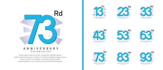 anniversary logo set. vector design blue color can be use for celebration moment