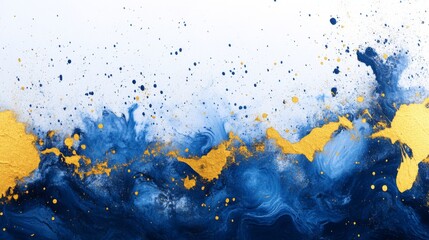 Abstract Blue and Gold Paint Splash
