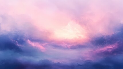 Obraz premium A serene hazy sky at twilight with pastel pink and purple hues blending into the mist, creating a soft, calming scene