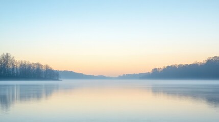 Obraz premium A serene morning sky with soft blue and yellow hues blending together, creating a tranquil and inviting atmosphere at dawn