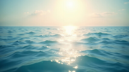 Fototapeta premium A Captivating Ocean Display Reflecting Sunlight Across Gentle Waves, Creating a Serene Coastal Scene