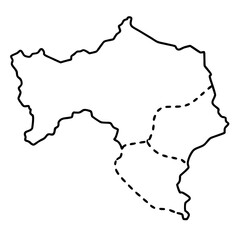 Minimalist Country Map with Dashed Borders – Vector Art