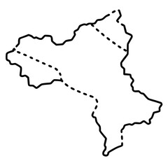 Minimalist Country Map with Dashed Borders – Vector Art