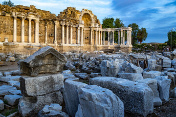 Ruins of the roman Nympheum in Side, Antalya, Turkey