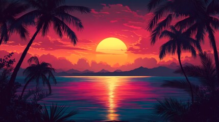 Vibrant Tropical Sunset over Ocean