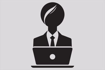 Silhouette of a person sitting behind a laptop.