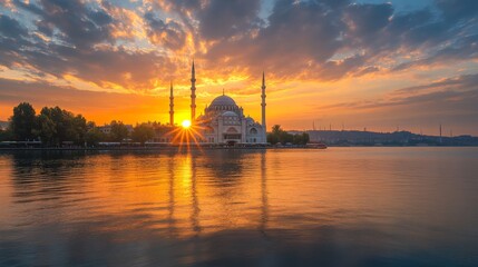 Naklejka premium Sunset over Mosquescape