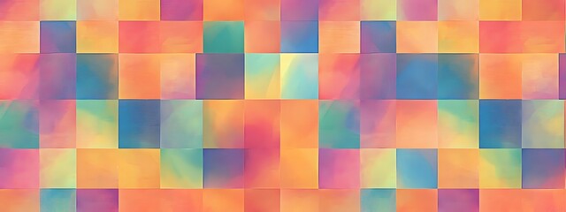 A seamless pattern of multicolored squares, each with a soft gradient that transitions from one color to another, creating an abstract and colorful background for design projects