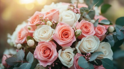 Bouquet of Pink and White Roses