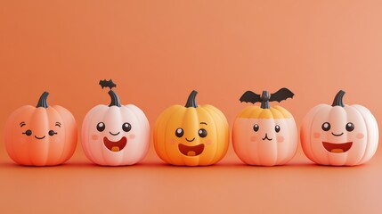 Naklejka premium Cute Cartoon Halloween Pumpkins