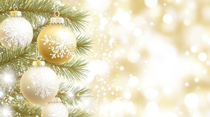 Festive Christmas Ornaments on Sparkling Background