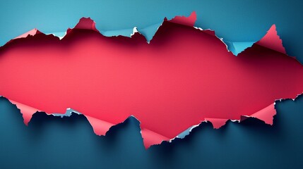 Fototapeta premium Colorful Torn Paper with Blue and Red Backgrounds